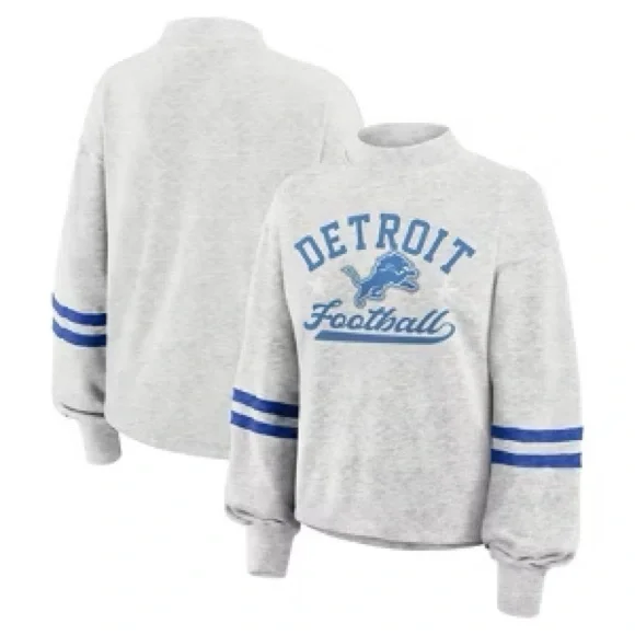 NFL Detroit Lions Women's Oatmeal Heather Crew Neck - XXL - Picture 4 of 9